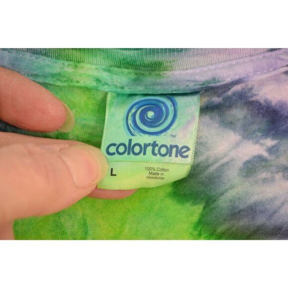 Tie Dye Unisex Large Purple Yellow Ice Dyed Spiral Short Sleeve T-Shirt - Picture 4 of 10